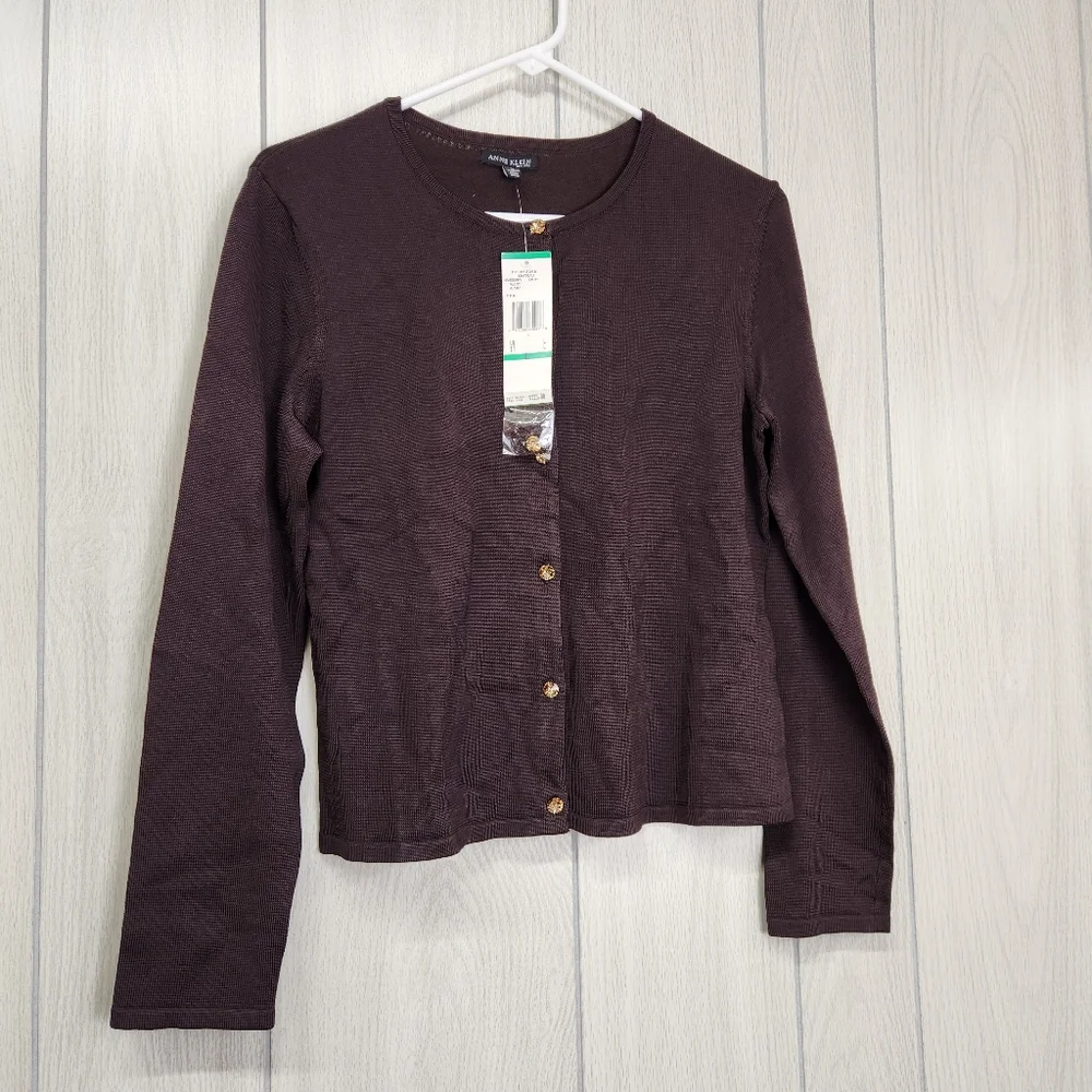 Anne Klein Brown Cardigan with Button Detail size Large - Picture 1 of 10